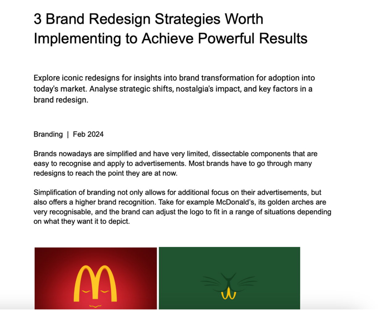 Brand redesign strategy article